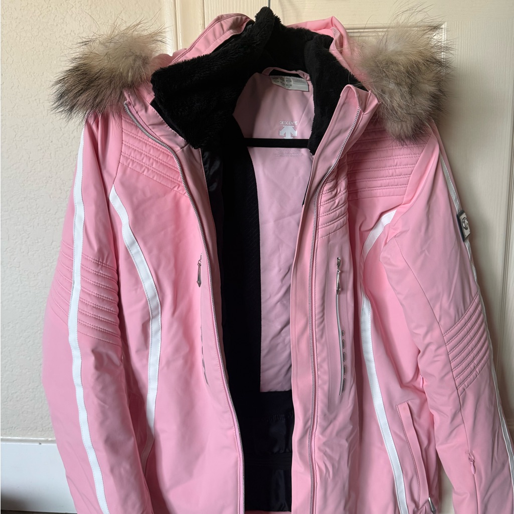 Descente Pink Ski Jacket Real Fur